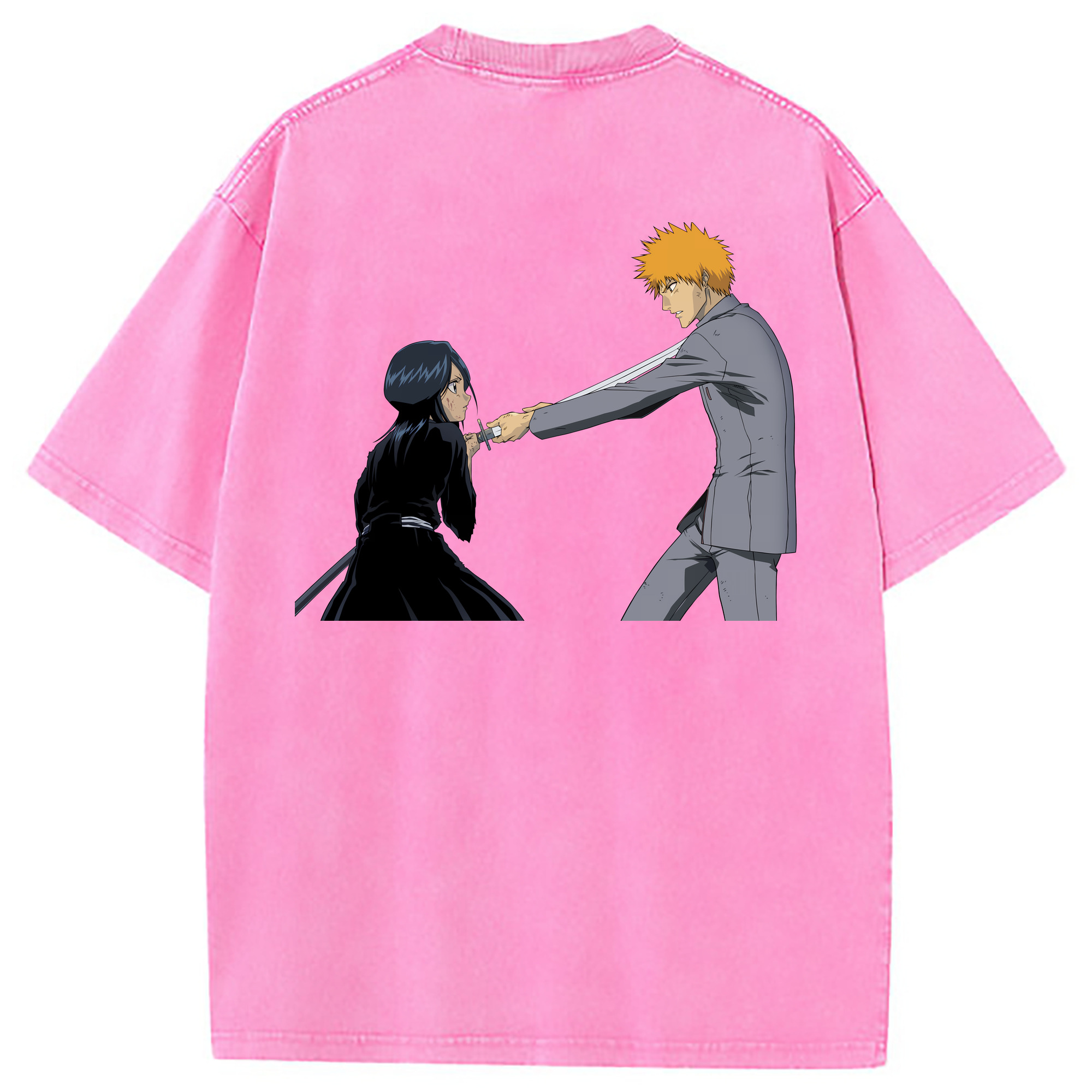 （画像用） ブリーチ 朽木ルキア BLEACH Kuchiki Rukia 綿100% ヴィンテージ風 半袖Tシャツ（背面プリント）